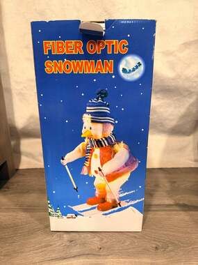 Vintage 20" Skiing Fiber Optic Snowman Animated Color Changing Christmas Decor